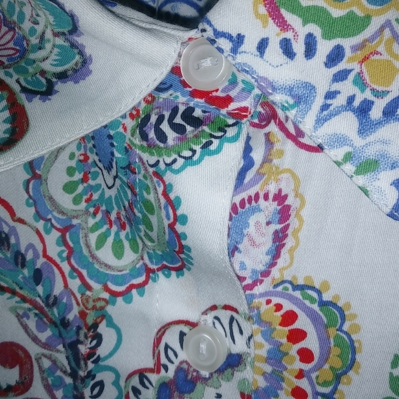 Appleseed's Tops Appleseeds 6p Cotton Oxford Blue Paisley Button